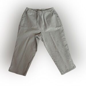 D&Co 1X Beige Pull On Capri Pants Elastic Waist Stretch